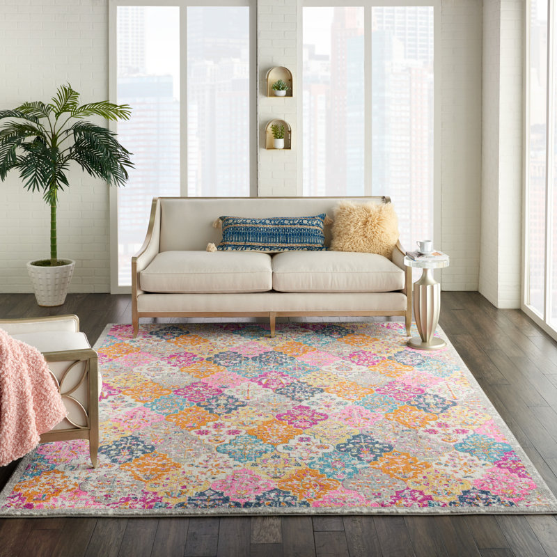 Langley Street Verda Performance Pink/Yellow/Blue Rug & Reviews